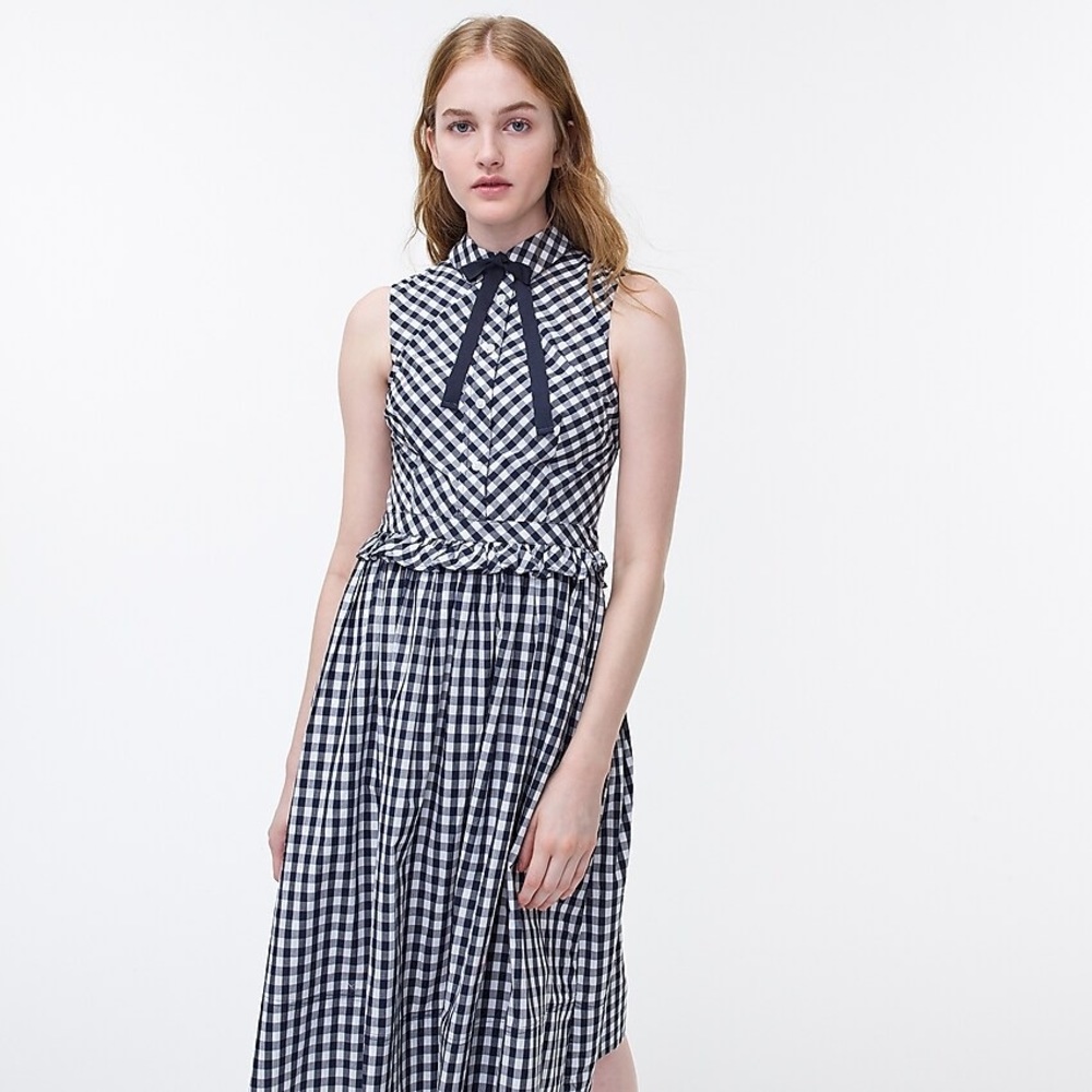 NWT J. Crew gingham midi shirt dress